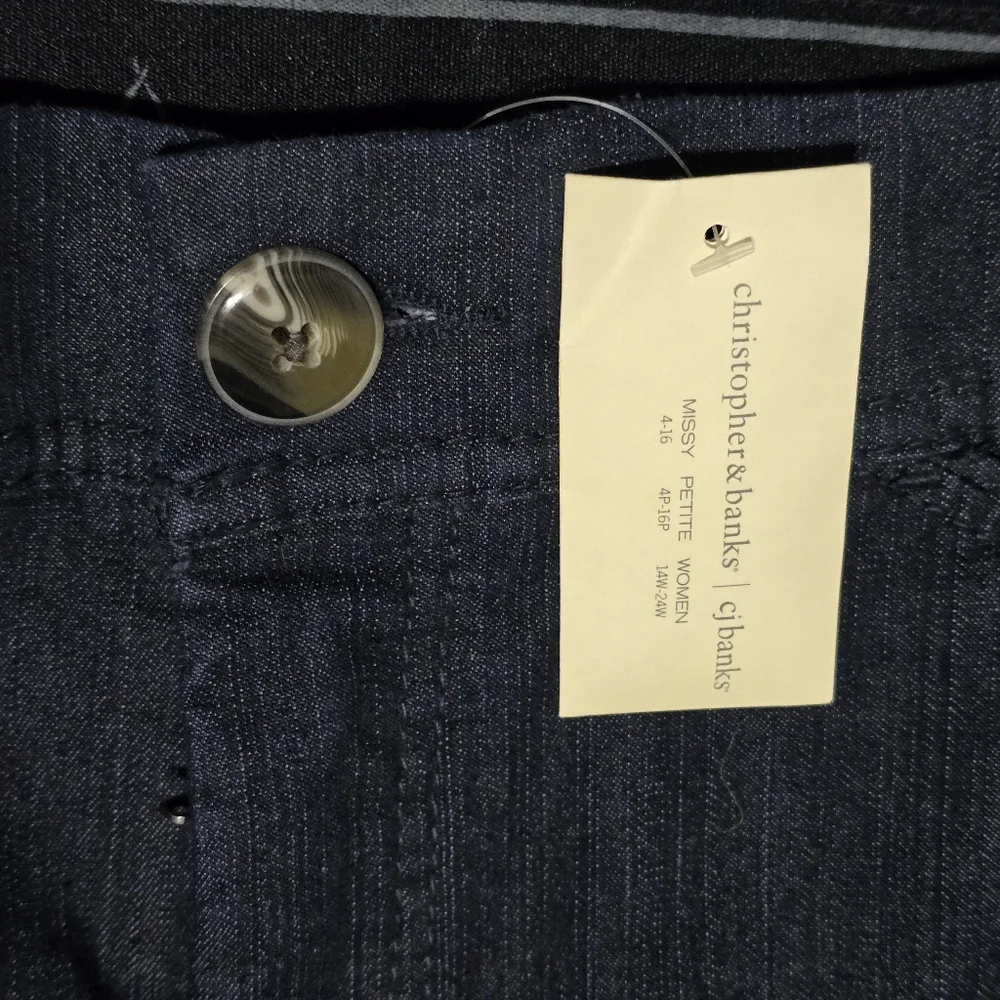 NWT Christopher & Banks Womens 12 Dark Blue Denim Pants Signature Comfort - Picture 9 of 12